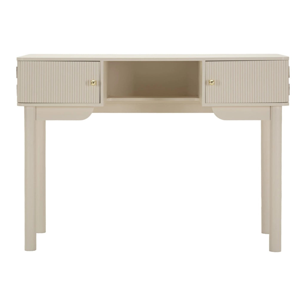 Consolle trucco Shy in legno bianco con dettagli oro
