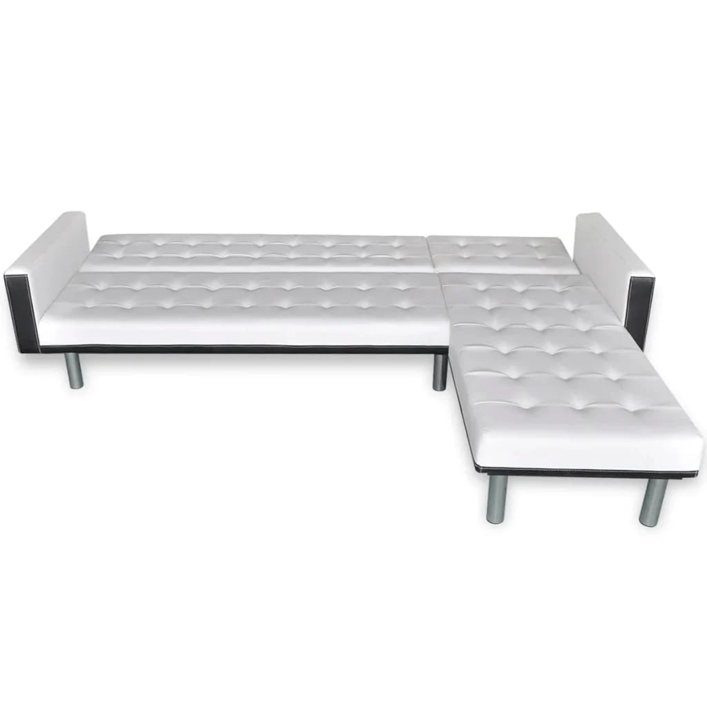 Divano letto angolare in similpelle bianca 02_0019590