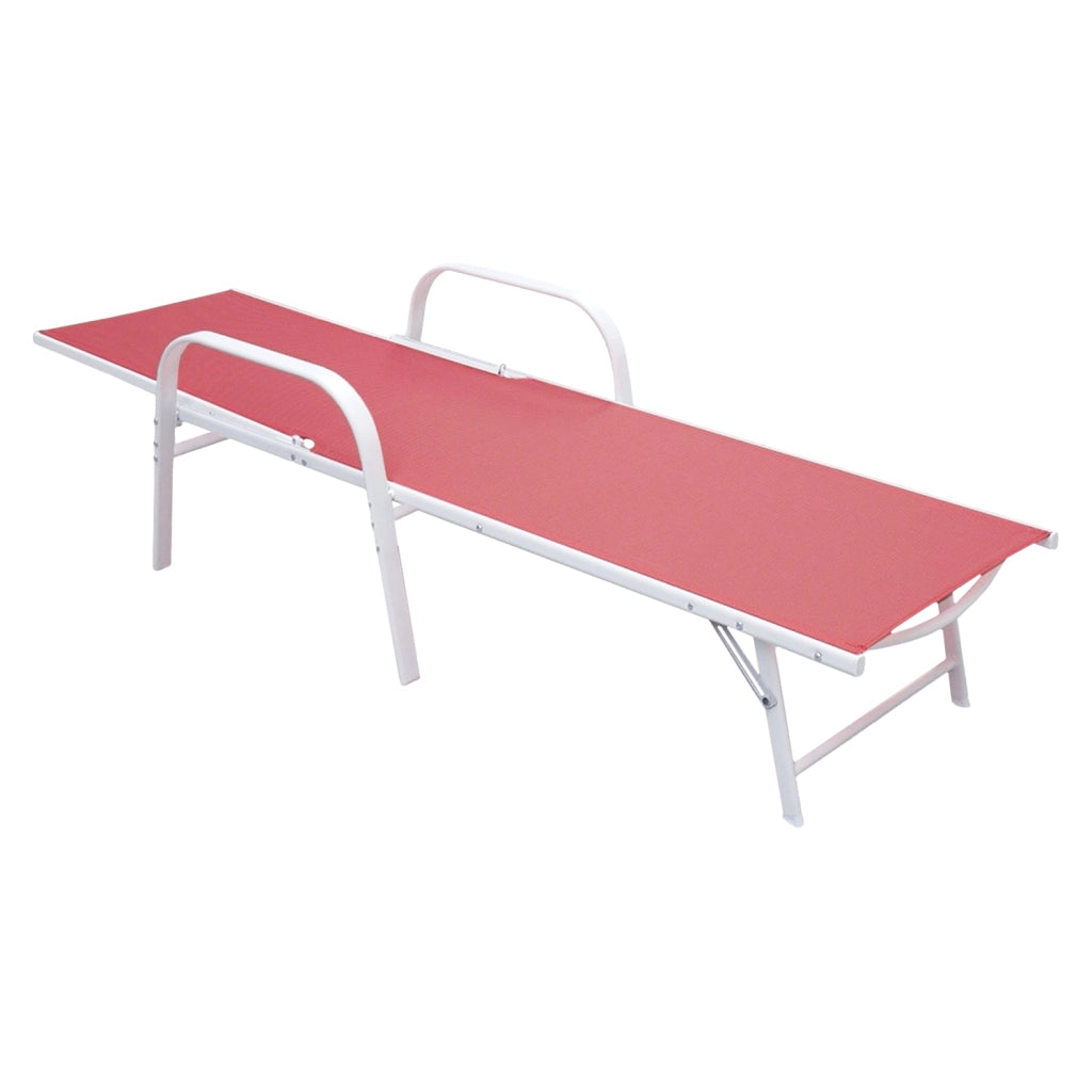 Set di 2 lettini SARDINIA in textilene rosa - struttura bianca