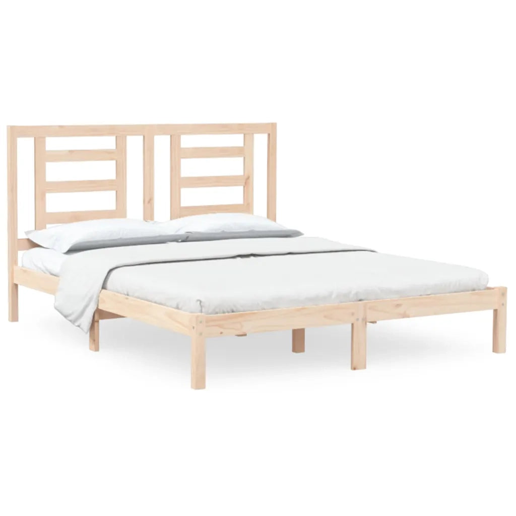 Letto matrimoniale | Letto per adulti | Giroletto senza Materasso 150x200 cm in Legno Massello di Pino