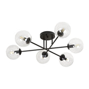 Plafoniera soffitto Emibig Brendi 6xE14 nera vetro trasparente