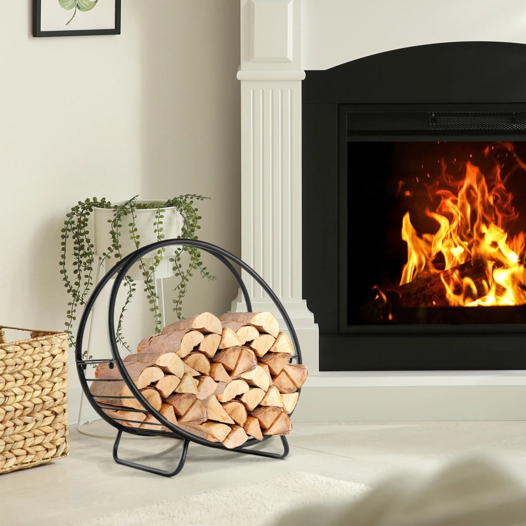 Cestino Porta Legna in Metallo ¨C zephmum ¨C Nero 45x29.5x47cm