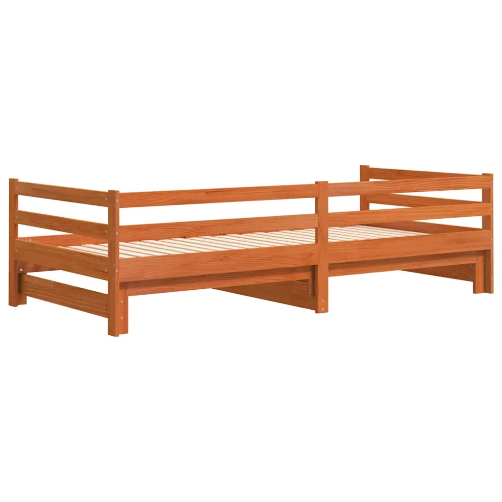 Divano con Letto Estraibile-Sofa Letto-Daybed Marrone Cera 90x200cm Massello Pino 420746