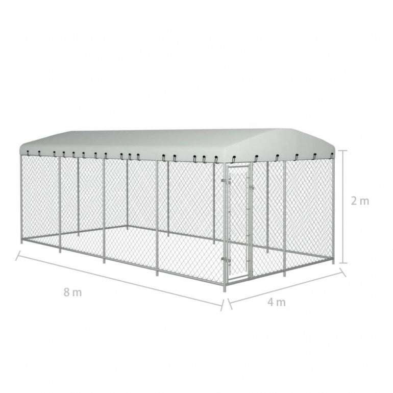 Recinzione con copertura per cani da esterno Ezooza Bullmastiff 800 x 400 x 200 cm di colore metallo