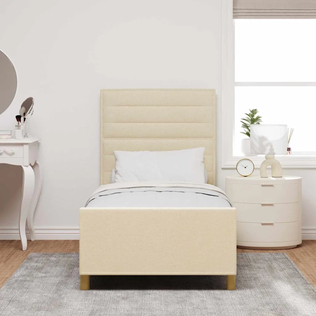 Struttura del letto con testiera Crema 90 x 200 cm Tessuto 3344625