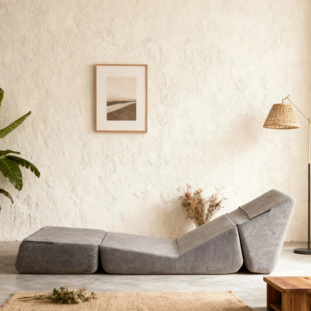 Divano Letto Chaise Longue Pieghevole ¨C MINIMAL ¨C Grigio, Materasso in Schiuma, Multistrato