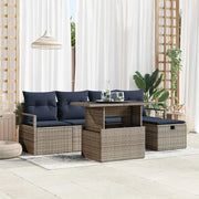 Set Divano da Giardino con cuscino 6 pcs Grigio Poly Rattan