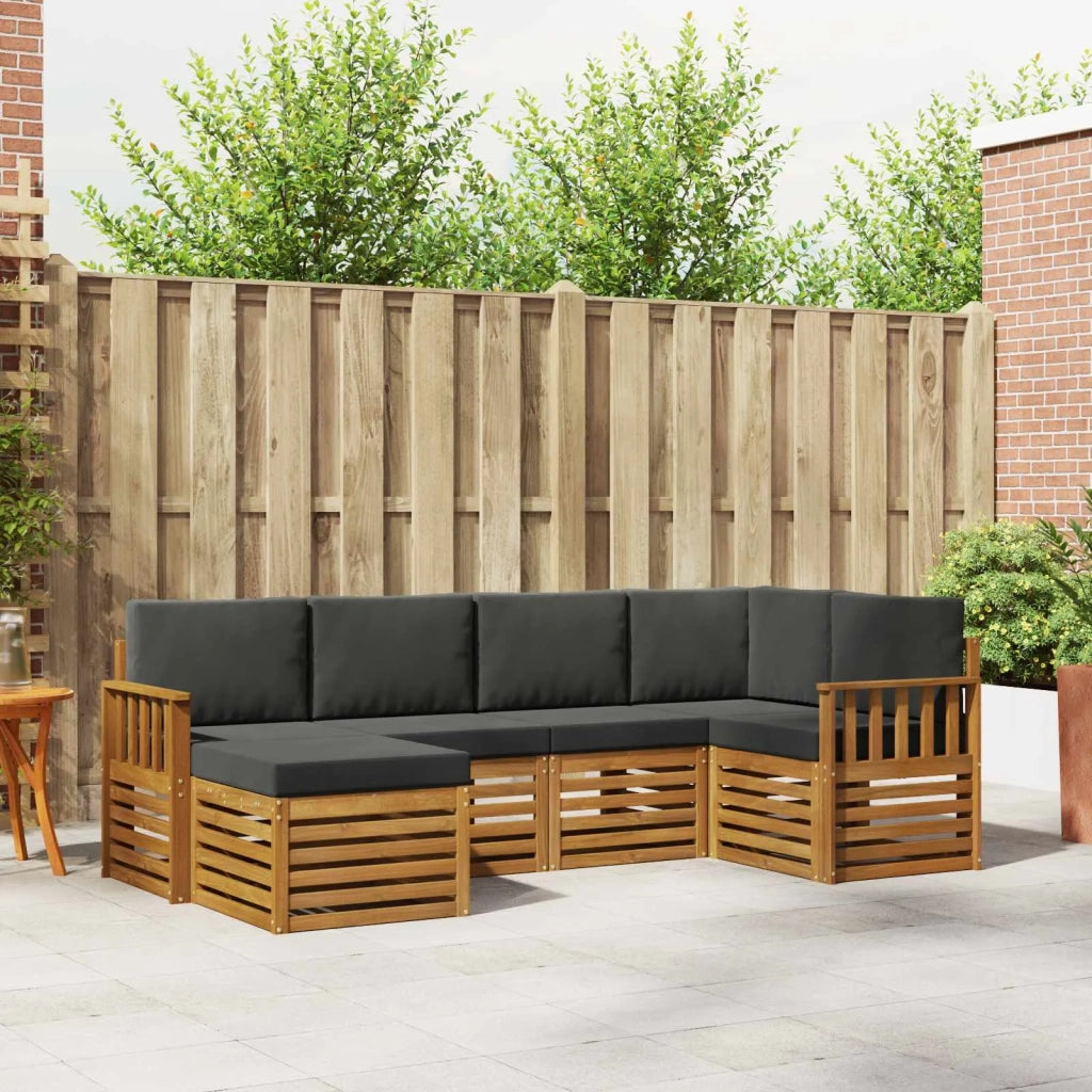 Set divano sezionale con cuscino 6 pcs Naturale e Antracite 3375082