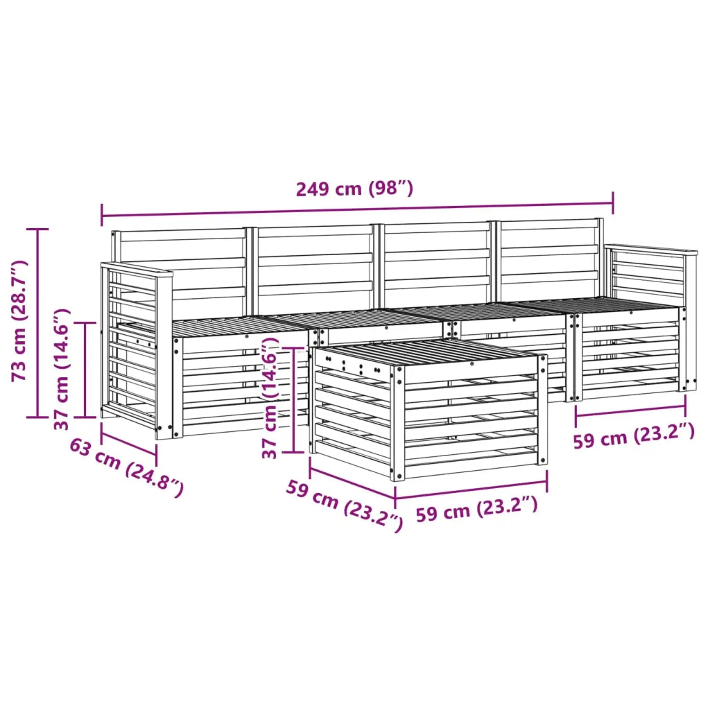 Set divani Naturale Legno di Acacia Massello 3374339