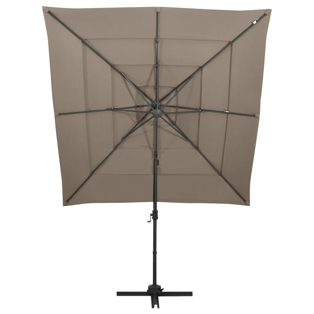 Ombrellone a Sbalzo 4 Livelli Palo Alluminio 250x250 cm Tortora 313823
