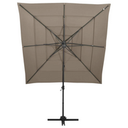 Ombrellone a Sbalzo 4 Livelli Palo Alluminio 250x250 cm Tortora 313823