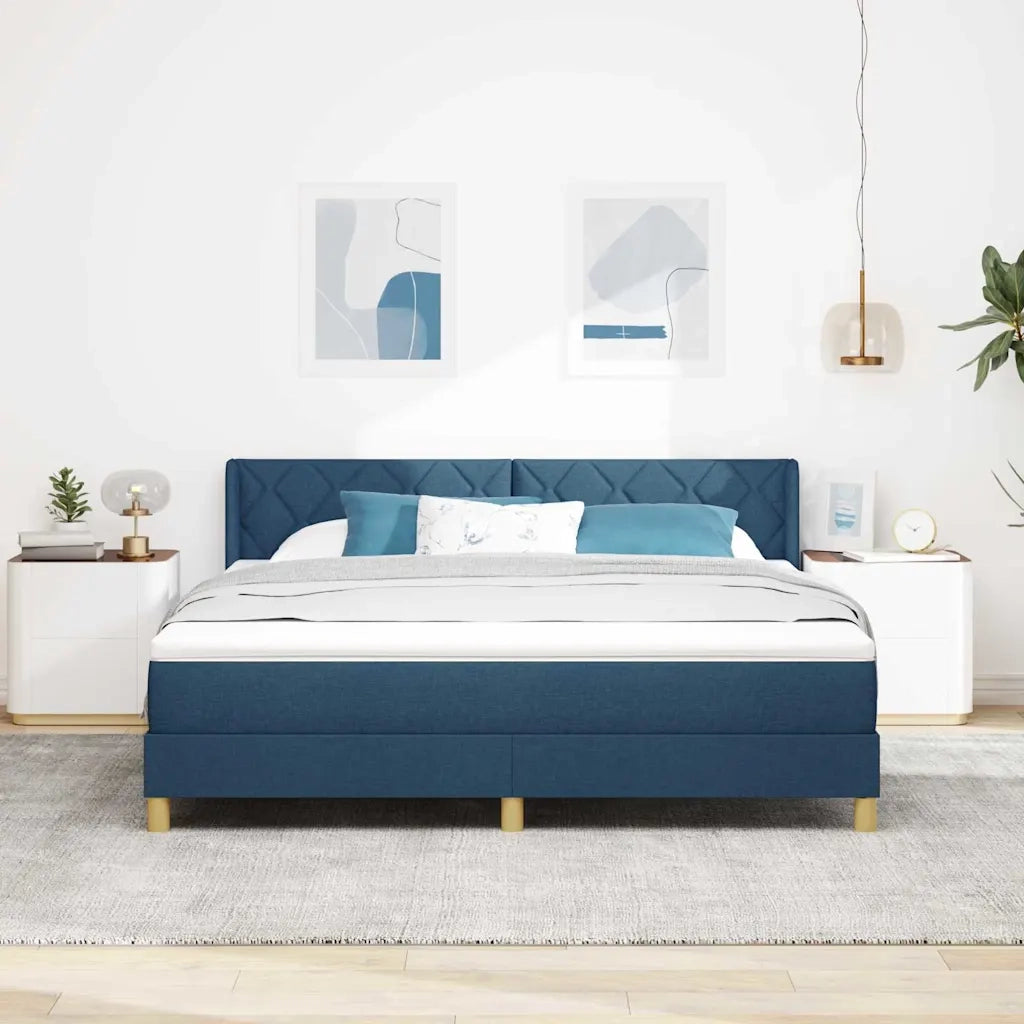 Letto a molle con testiera Blu 200 x 180 cm Tessuto 3341376