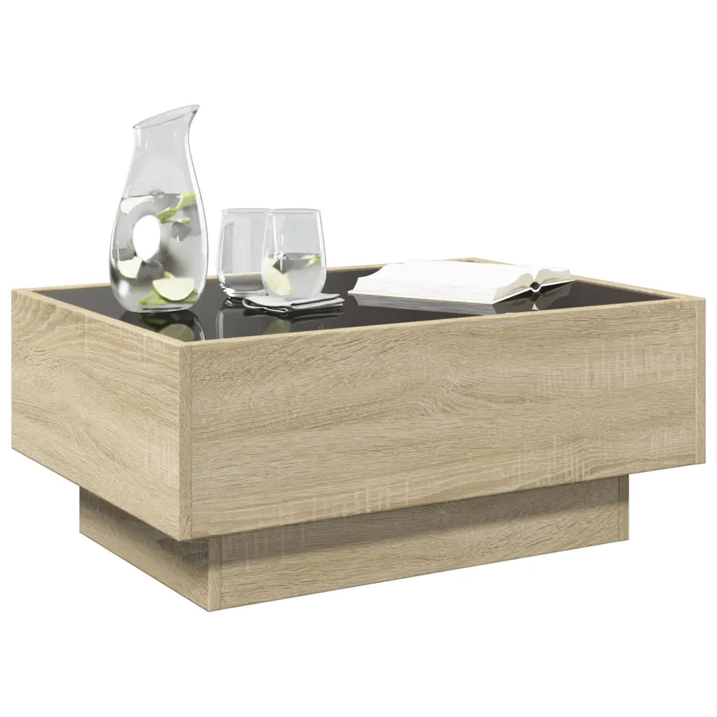 Tavolino Salotto con LED-Tavolino da soggiorno-Tavolo Rovere Sonoma 70x50x30 cm Multistrato