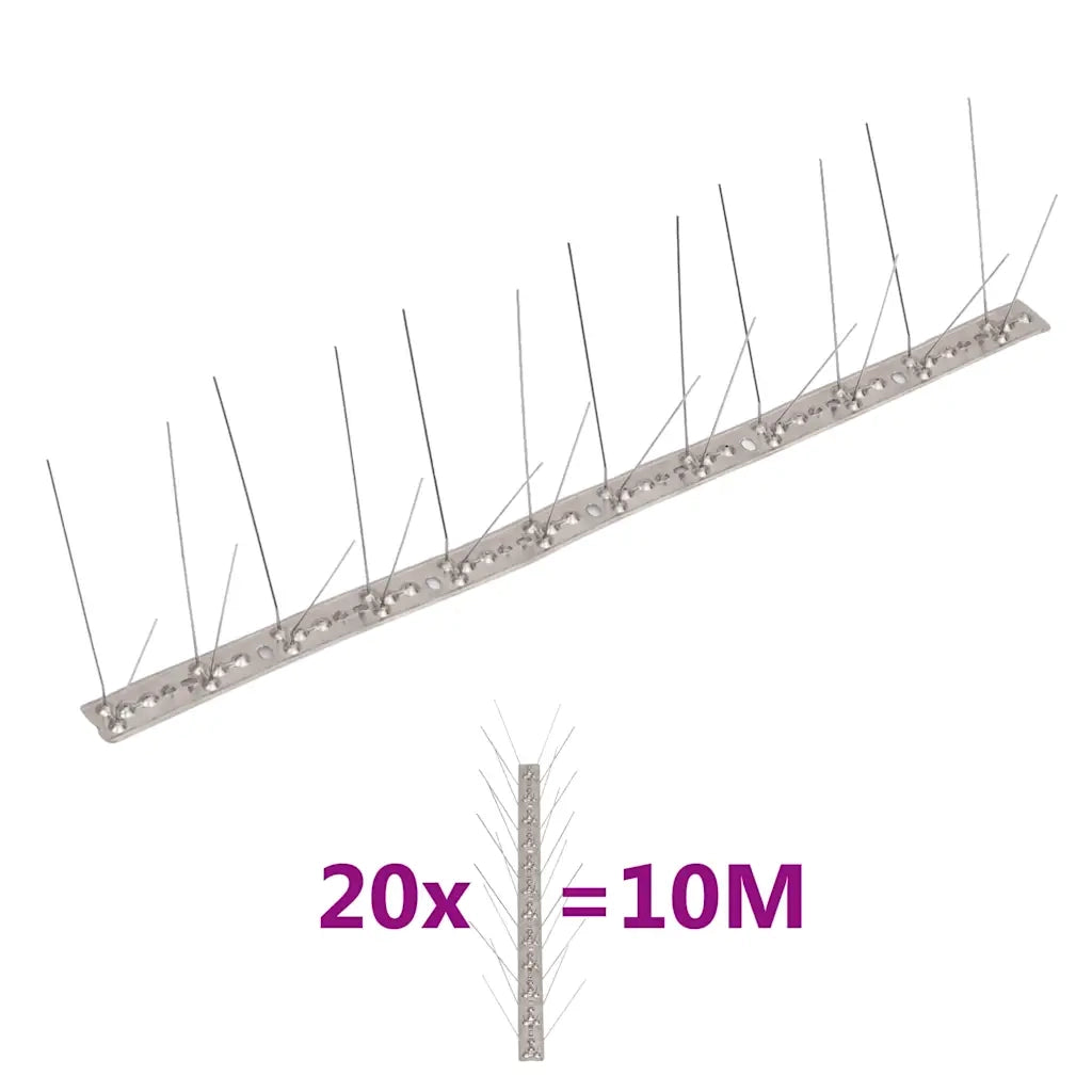 Set Dissuasori per Uccelli e Piccioni 20 pz Acciaio 4 File 10 m 149131