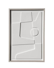 Quadro Hispanohogar in resina 3D con texture figure bianco 90x60x4