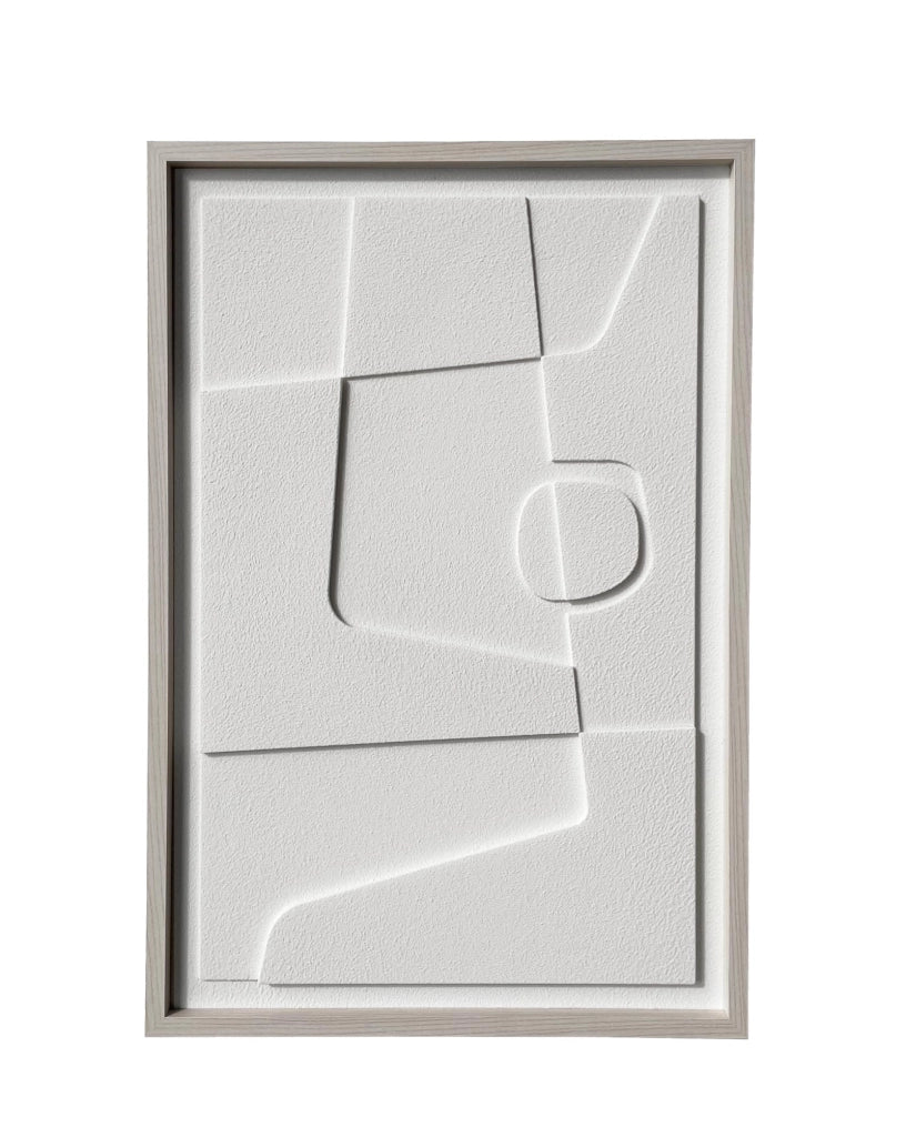 Quadro Hispanohogar in resina 3D con texture figure bianco 90x60x4