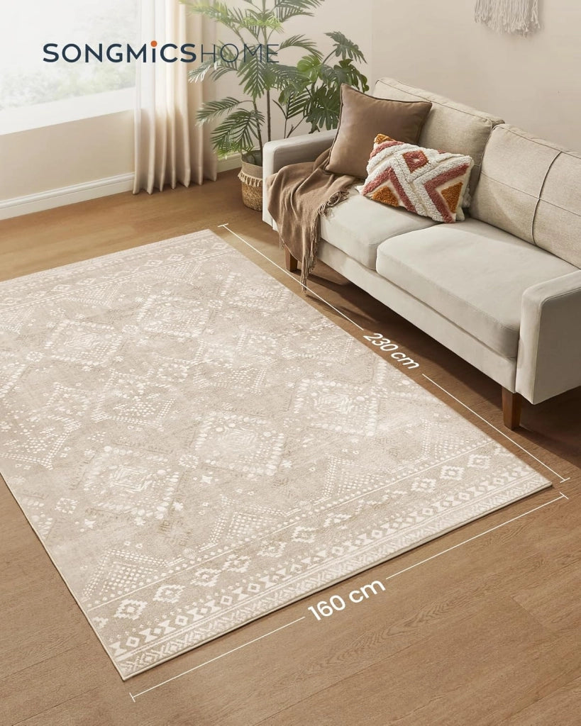 Tappeto per Soggiorno, 80 x 150 cm Tappeto Salotto Antiscivolo, per Soggiorno Camera da Letto Cameretta, Lavabile in Lavatrice, Stile Boho, Beige Cappuccino TAR026K01V1