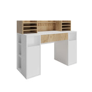 Vicco Scrivania con ripiani Bianco/Sonoma 126.8 x 50 cm XL con ripiani