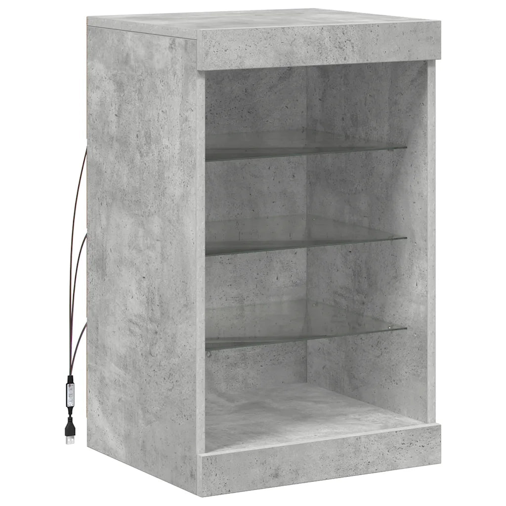 Credenza con Luci LED-Buffet-Armadio da cucina Grigio Cemento 41x37x67 cm 881318