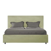 Letto matrimoniale francese con rete imbottito 140x210 microfibra tè verde Mika