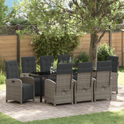 Set da Pranzo Giardino  con Cuscini Grigio Rattan Sintetico