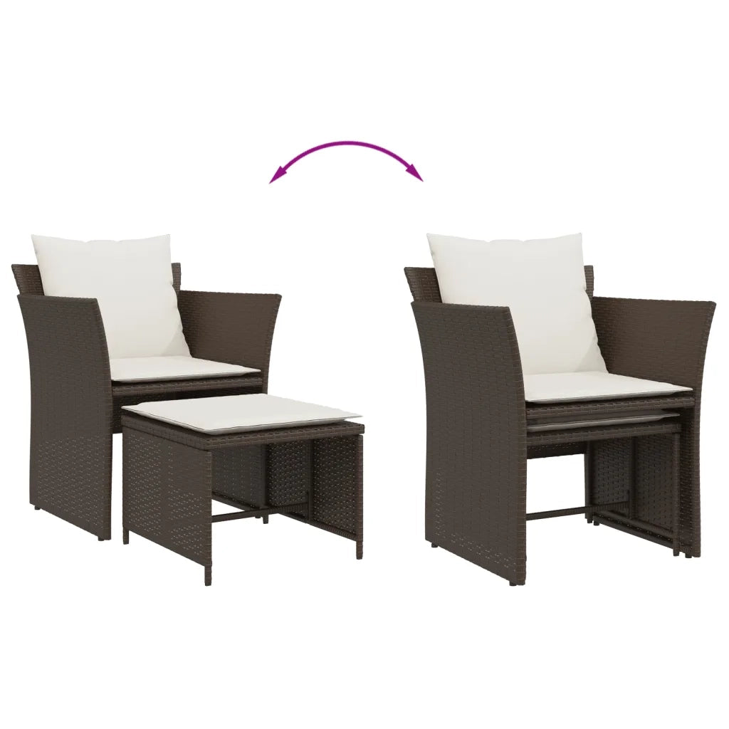 Sedia da Giardino con Poggiapiedi in Polyrattan Marrone CFW5891429