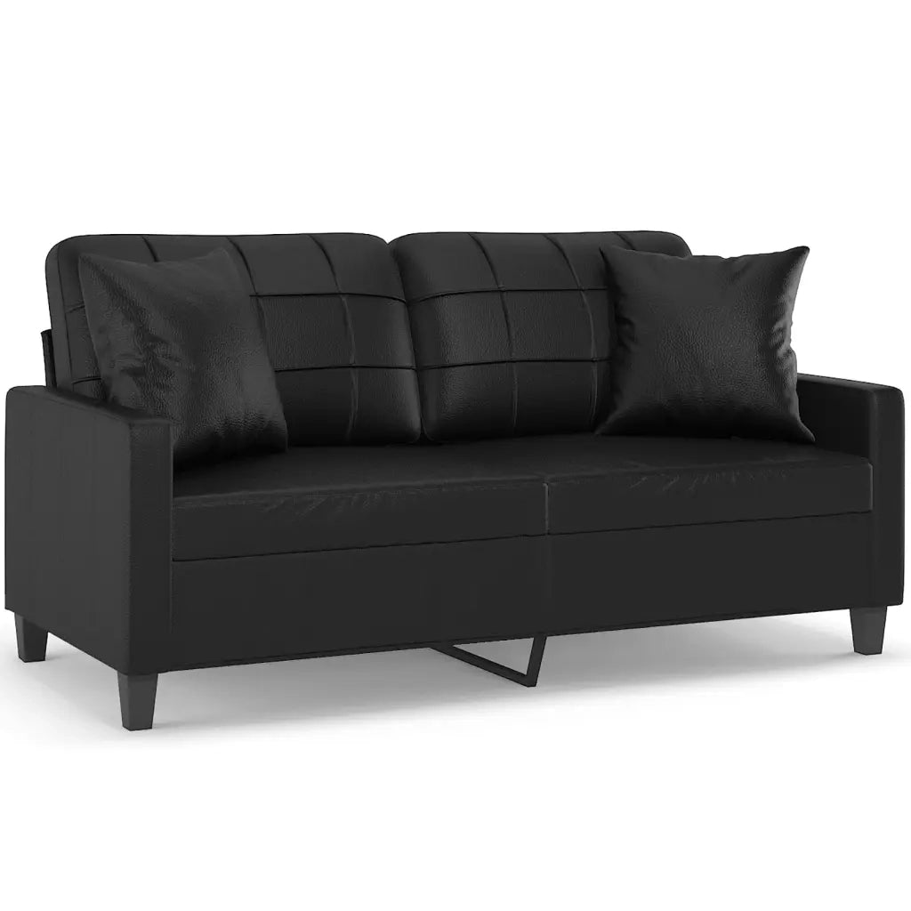 Divano a 2 Posti con Cuscini Nero 140 cm in Similpelle 3200803