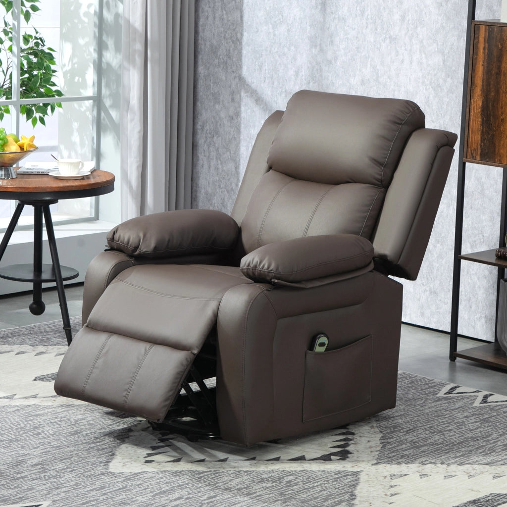 Poltrona reclinabile elettrica con poggiapiedi e telecomando ¨C zephmum ¨C marrone 76x90x105