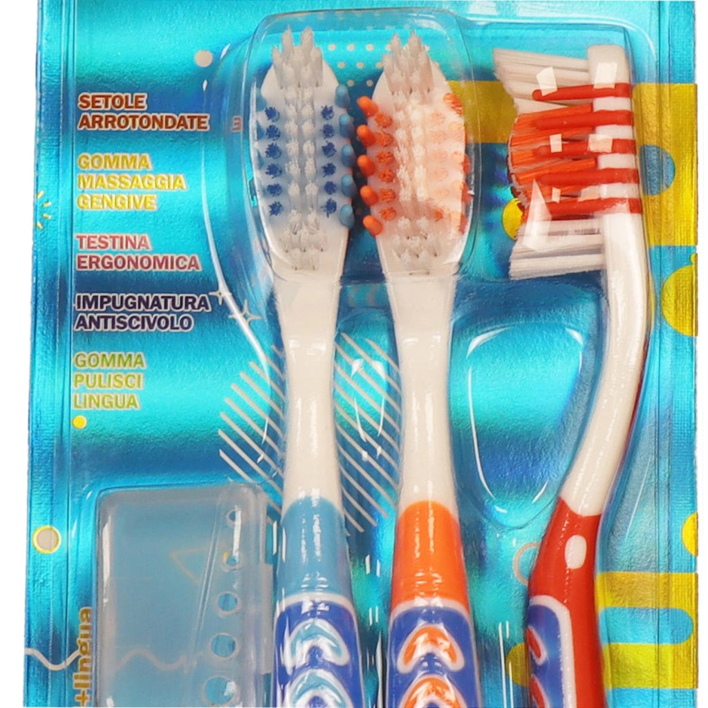 HYDRA VIVA+ SPAZZOLINO DA DENTI E LINGUA MEDIO IN SET DA 3 PEZZI