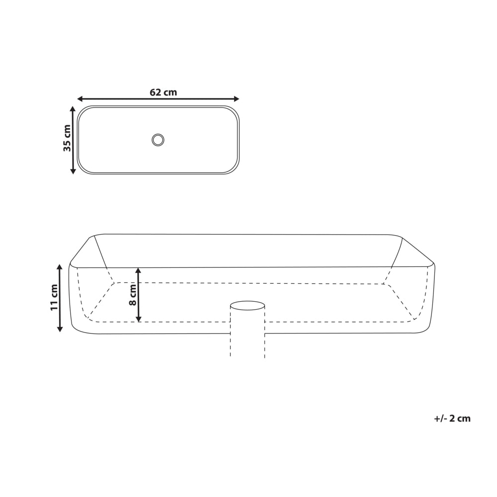 Lavabo da appoggio in ceramica bianca effetto marmo 620 x 350 mm Lavabo da bagno di forma rettangolare Stile moderno
