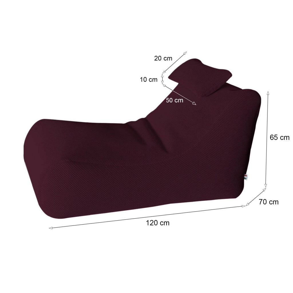 Pouf ??hck, Poltrona multiuso, Poltroncina sacco, Pouf poggiapiedi, Made in Italy, 70x120 h65 cm, Bordeaux