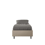 Letto Sommier imbottito Singolo 80x210 cm Azelia - Similpelle,Senza rete,Tortora