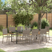 Set da Pranzo Giardino 9 Pezzi Grigio Polyrattan