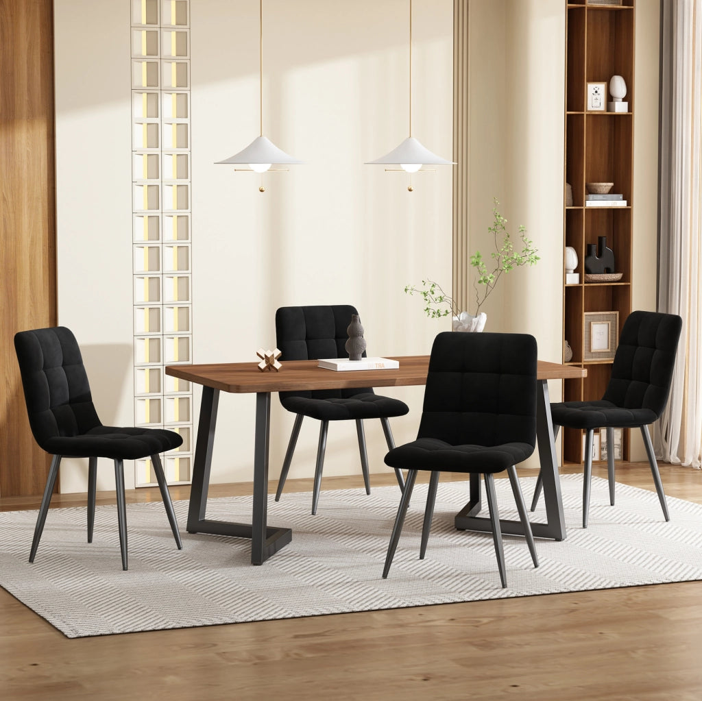 Gruppo pranzo 5 pezzi; tavolo moderno; MDF; colore noce