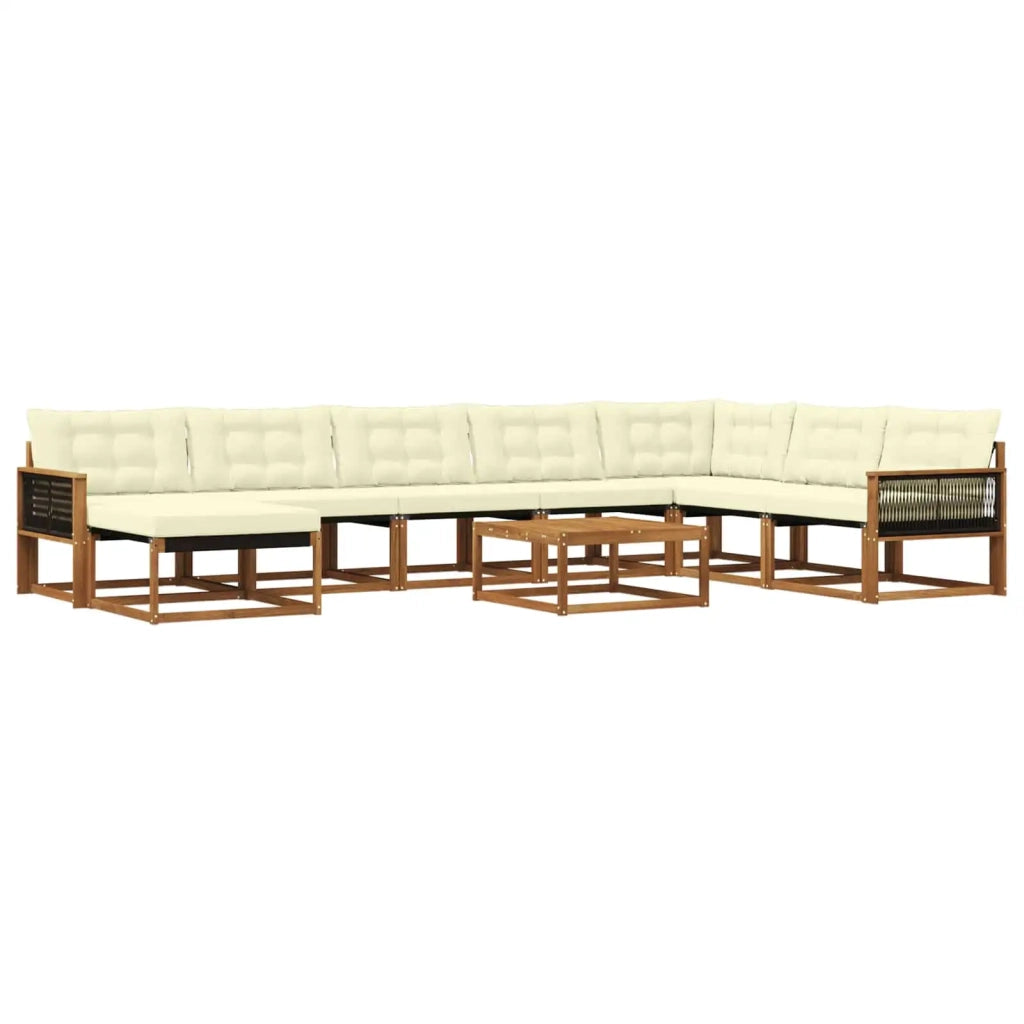Set di divani da esterno con cuscino 9 pcs Naturale e Crema
