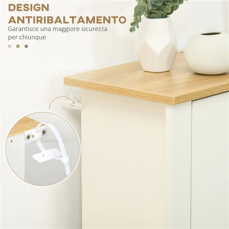 SCARPIERA MODERNA PER 12 PAIA MAX CON 2 CASSETTI REGOLABILI E RIMOVIBILI IN LEGNO 72X26X80 CM BIANCO