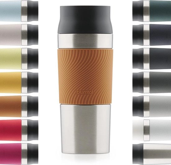 Termos bicchiere acqua resistente - 350 ml - Bevande calde e fredde per ore - con chiusura rapida Quick Press - marrone