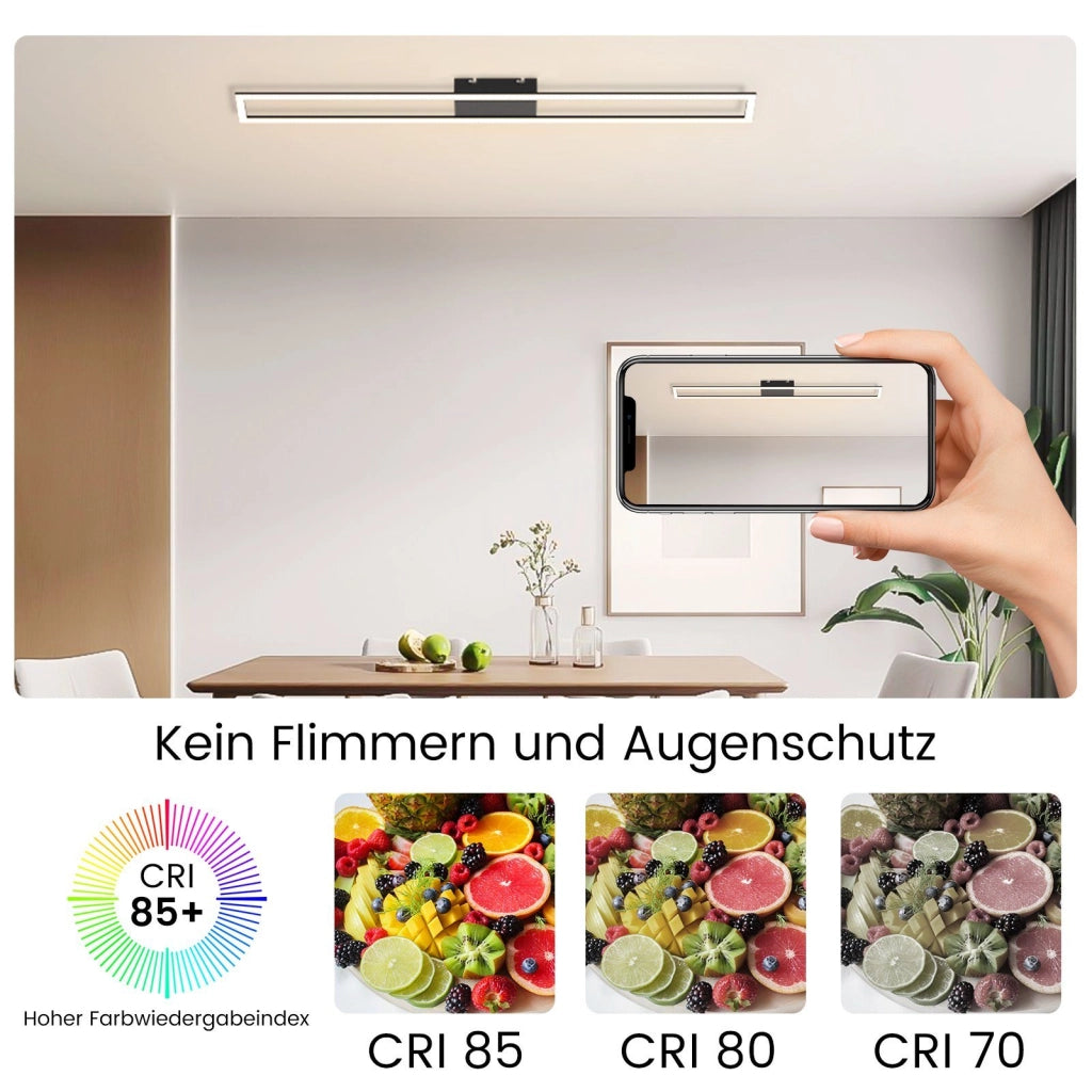 ZMH Lampada da soffitto plafoniera moderna rettangolare cristallo LED 108cm dimmerabile 40W