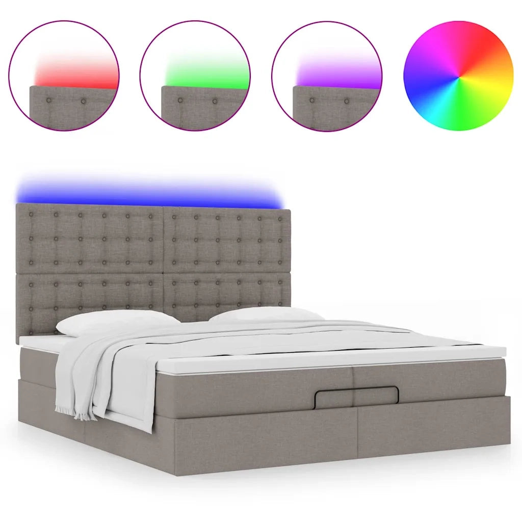vidaXL Struttura Letto Pouf con Materassi Tortora 200x200 cm Tessuto
