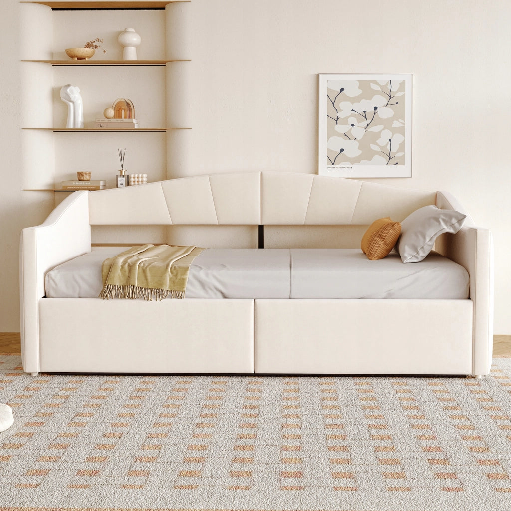Letto imbottito 90x200 - Xylo - Idraulico, beige