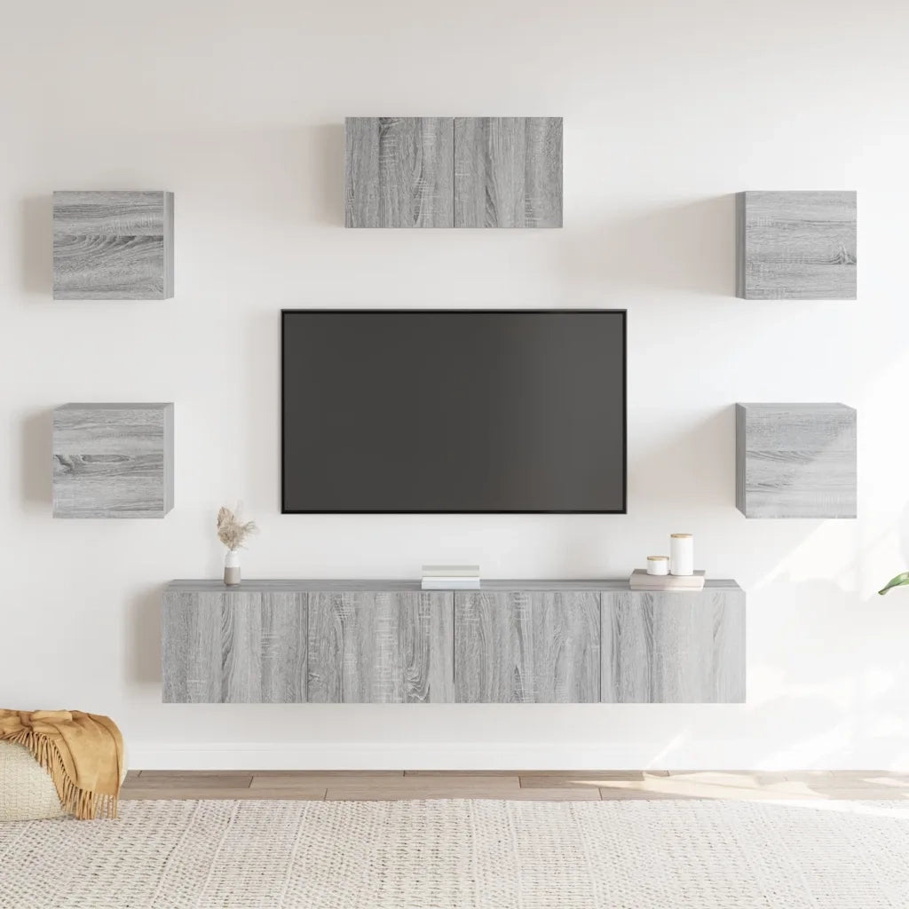 Set di Mobili Porta TV 7 pz Grigio Sonoma in Legno Multistrato cod mxl 20255