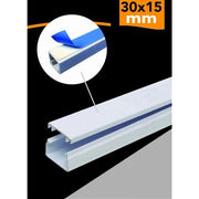 Trade Shop - 10 Pz Profili Canalina Passacavi Con Biadesivo In Pvc Colore Bianco 2 Mt 30x15mm -