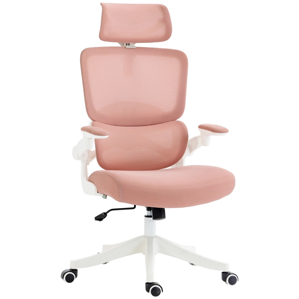 Sedia da Ufficio Girevole con Schienale Alto e Rete ¨C Zephmum ¨C Rosa 62x58x133 cm