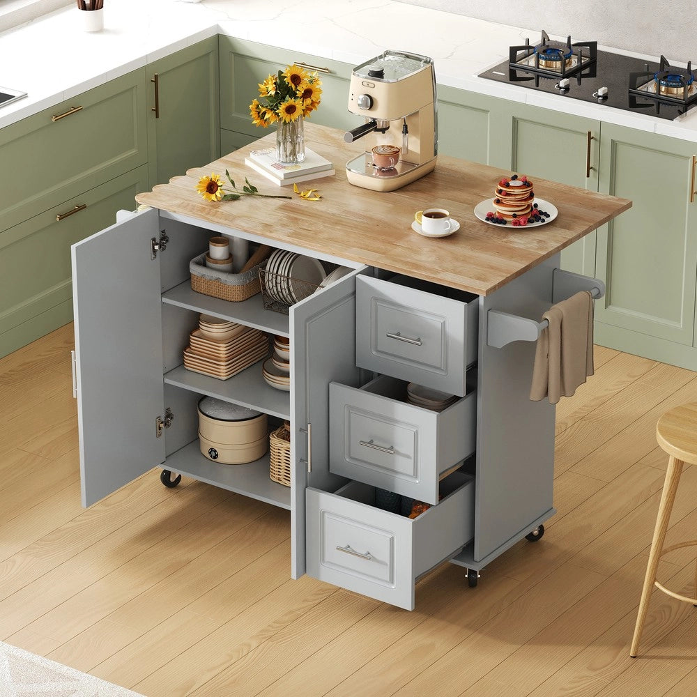 Tavolo da Cucina Pieghevole con Cassetti e Ripiani ¨C Xylo ¨C Rovere, 137x43x92 cm