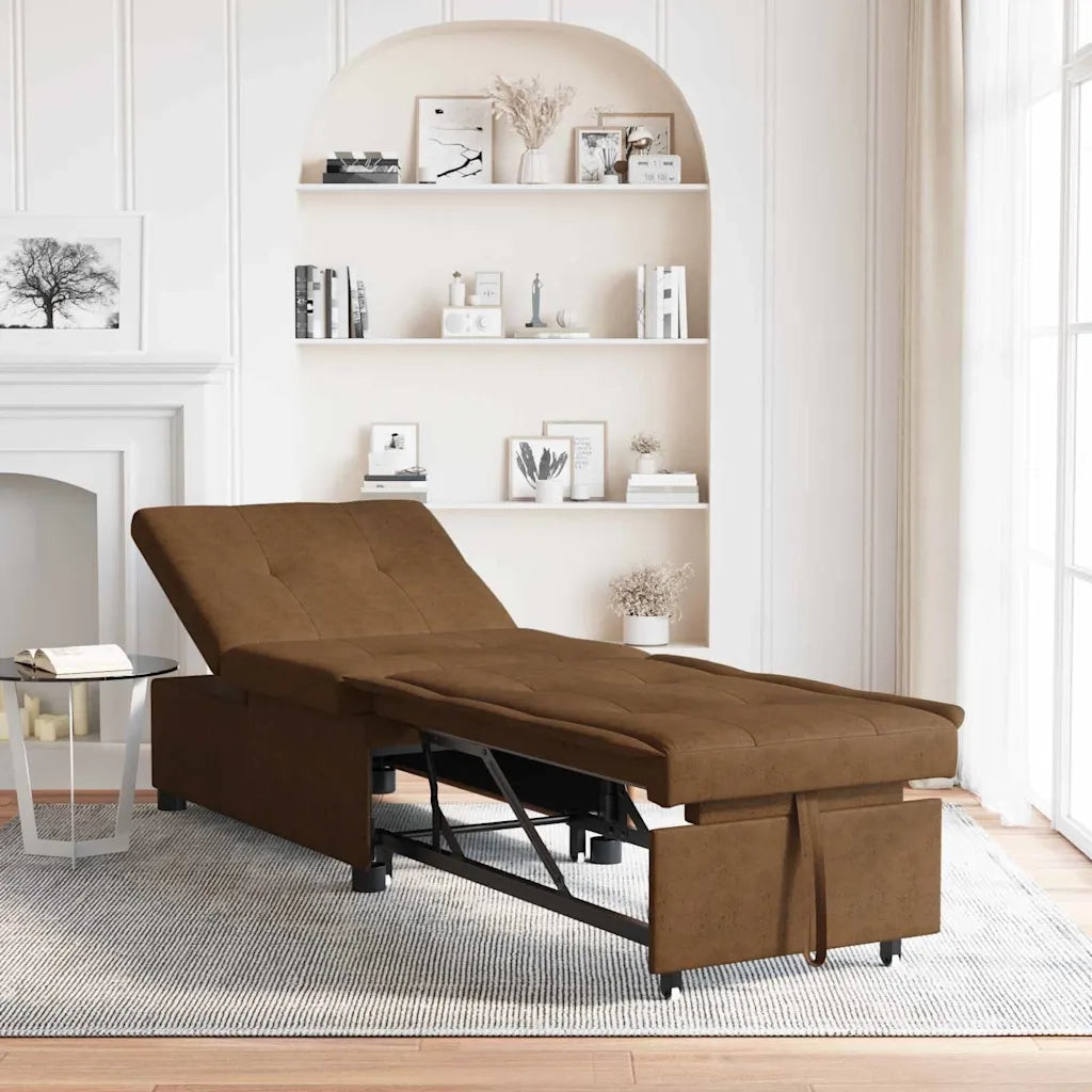 Divano letto Marrone 194 x 67 x 82 cm Tessuto Huahua 42008604