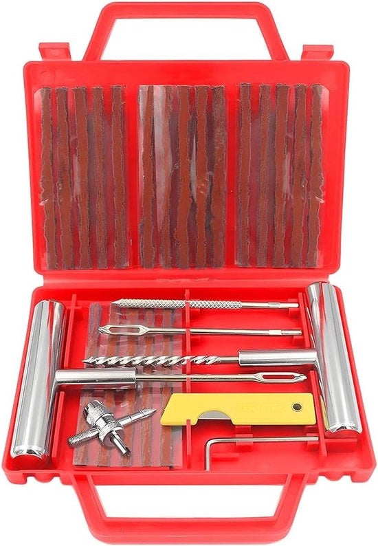 Kit di riparazione gomme - Kit di riparazione gomme per pneumatici senza camera d'aria - Rosso.