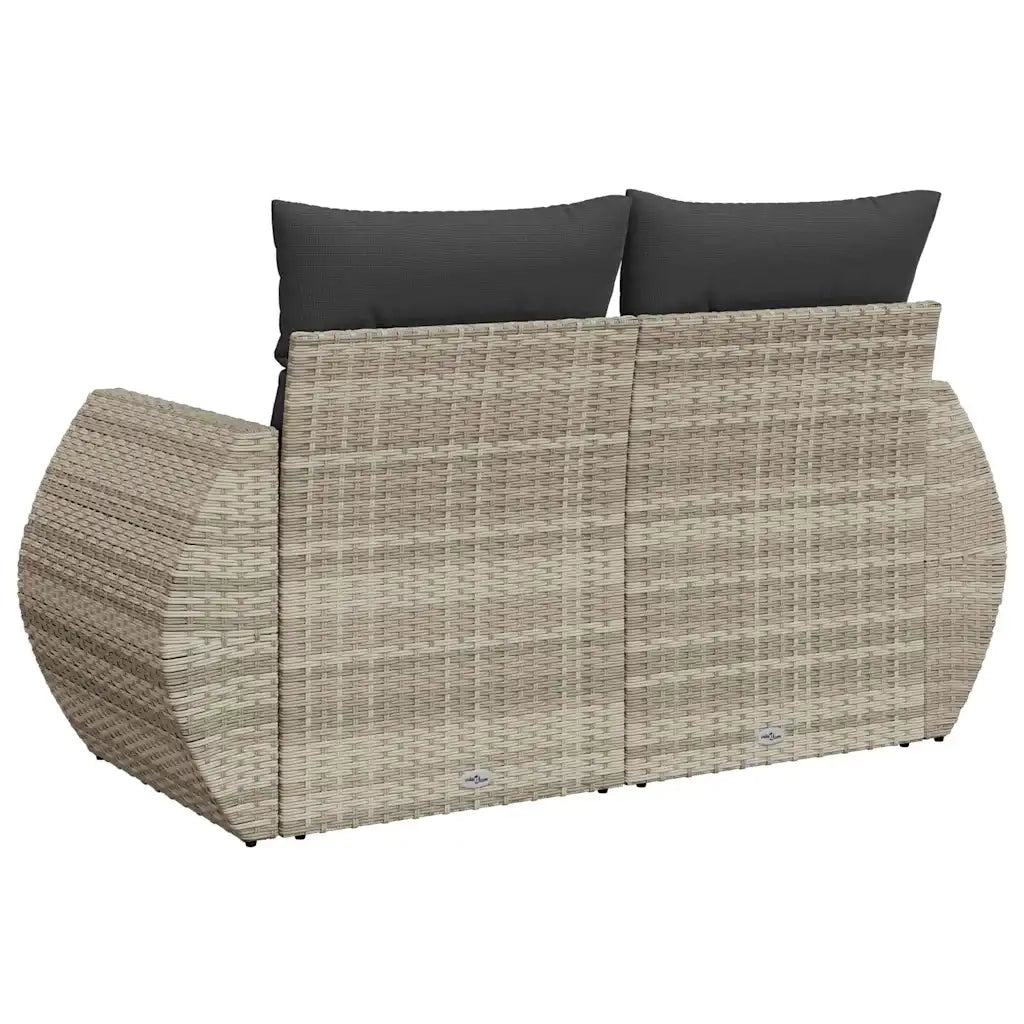 Divano da Giardino con Cuscini 2 Posti Grigio Chiaro Polyrattan