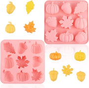 Due forme di Mall per Pomponi di Halloween | Muffiniera in Silicone per Candy e Cioccolato | Disegno di Acero e Foglia di Miele | Muffiniera Multifunzione per la Preparazione di Dolci | Mall per Feste di Ringraziamento e Halloween