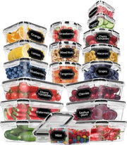 Set di contenitori per alimenti con coperchi, composto da 36 pezzi con 18 contenitori a chiusura ermetica da 18 litri e 18 coperchi, materiale plastico BPA-free, contenitori per la preparazione delle pasti per organizzatore della dispensa.