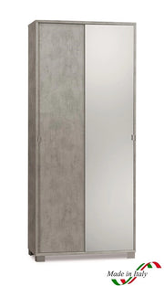 Armadio con 2 ante scorrevoli e Specchio naturale H190 L82 P41 Cm colore Cemento 798spk Sarmog
